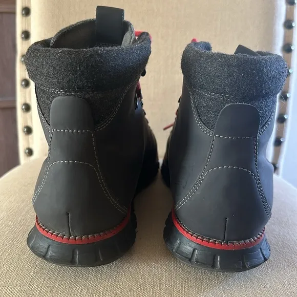 Cole Haan Men’s Zerogrand Leather Lace Up Hiker Boots Black Red Size 10