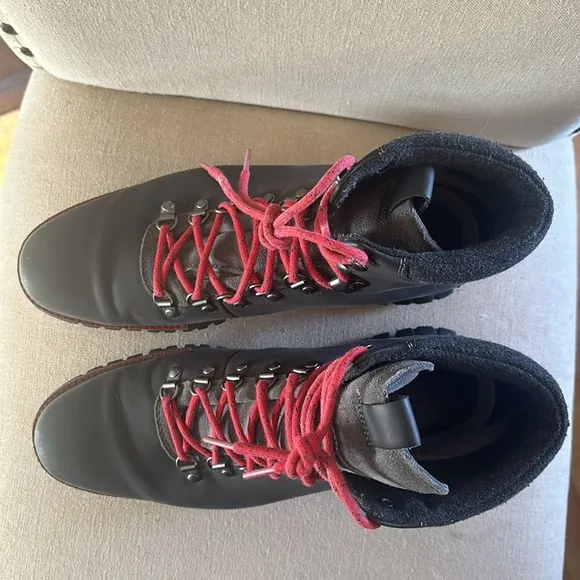 Cole Haan Men’s Zerogrand Leather Lace Up Hiker Boots Black Red Size 10