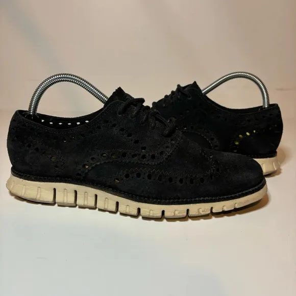Cole Haan Zerogrand Oxford Wingtip Casual Shoes Leather Black Suede Mens 7M