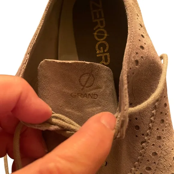 Cole Haan Zerogrand Wingtip Oxford Suede Leather Perforated Shoes 8.5B non slip