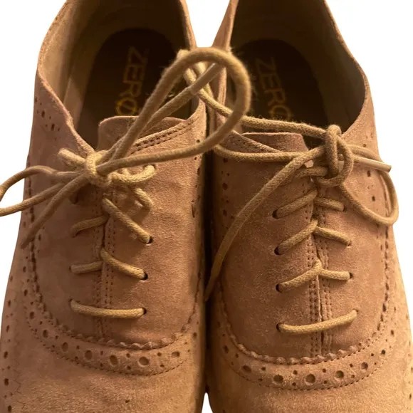 Cole Haan Zerogrand Wingtip Oxford Suede Leather Perforated Shoes 8.5B non slip