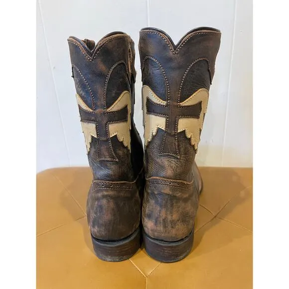 Coltford Men’s Distressed Brown Leather Cowboy Boots Western Wear Rodeo Size 9.5