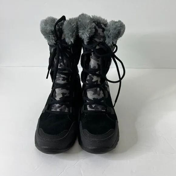 Columbia Ice Maiden II Black Camo Snow Boots Waterproof size 6