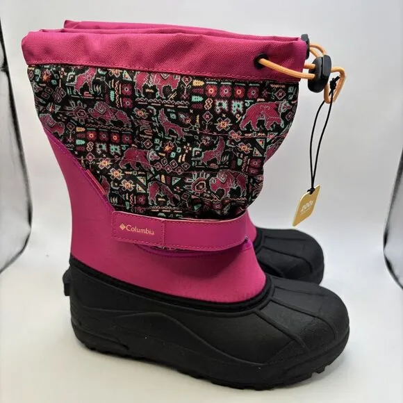 Columbia Powderbug Plus II Print Snow Boot Toddler Pink Canvas Size 6