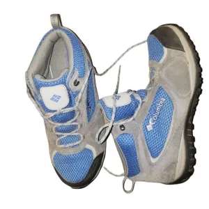 Columbia techlite outdoor mid top grey blue shoes Youth 6