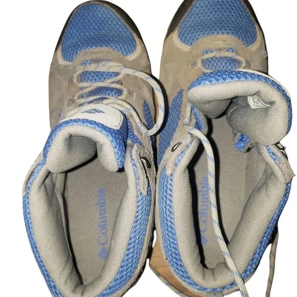 Columbia techlite outdoor mid top grey blue shoes Youth 6