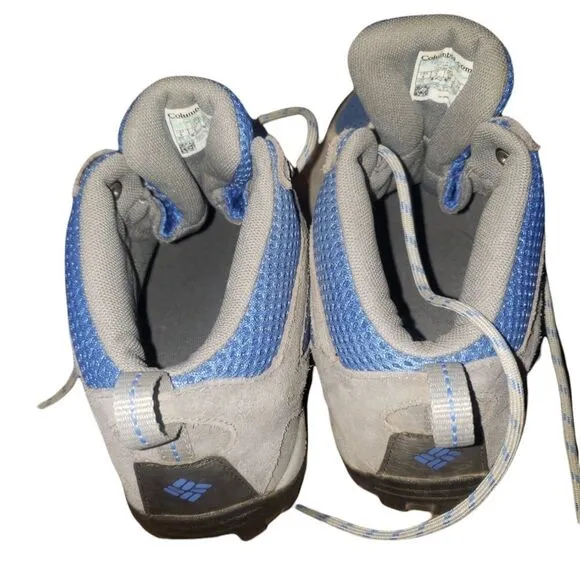 Columbia techlite outdoor mid top grey blue shoes Youth 6