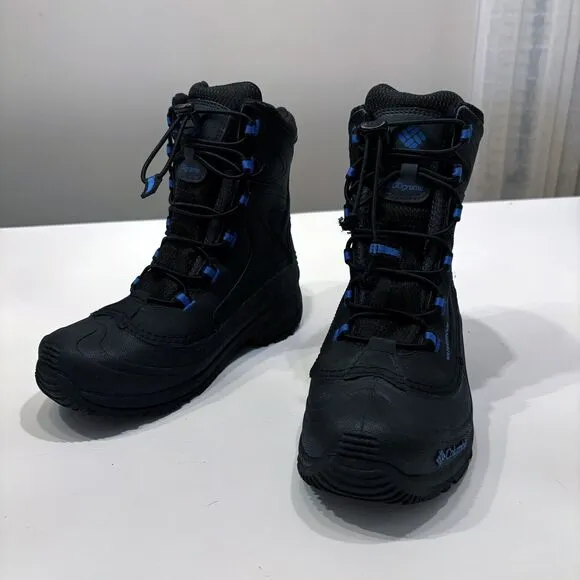 Columbia Youth Black Blue Waterproof Snow Boots US Size 4‎ BY1332-010