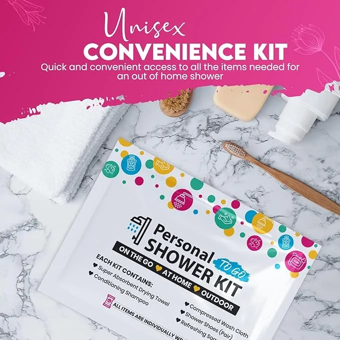 Compact Personal Shower Kit To-Go (Multi-Color) – Your Hygiene Companion for Travel, Gym, Camping | Shower on the Go | Shampoo, Soap, Towel. All in One (5)