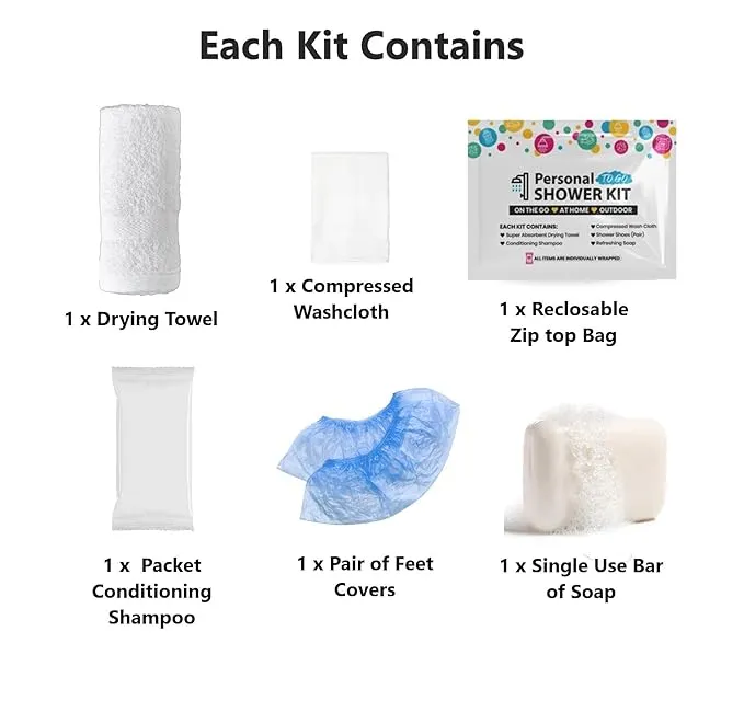 Compact Personal Shower Kit To-Go (Multi-Color) – Your Hygiene Companion for Travel, Gym, Camping | Shower on the Go | Shampoo, Soap, Towel. All in One (5)