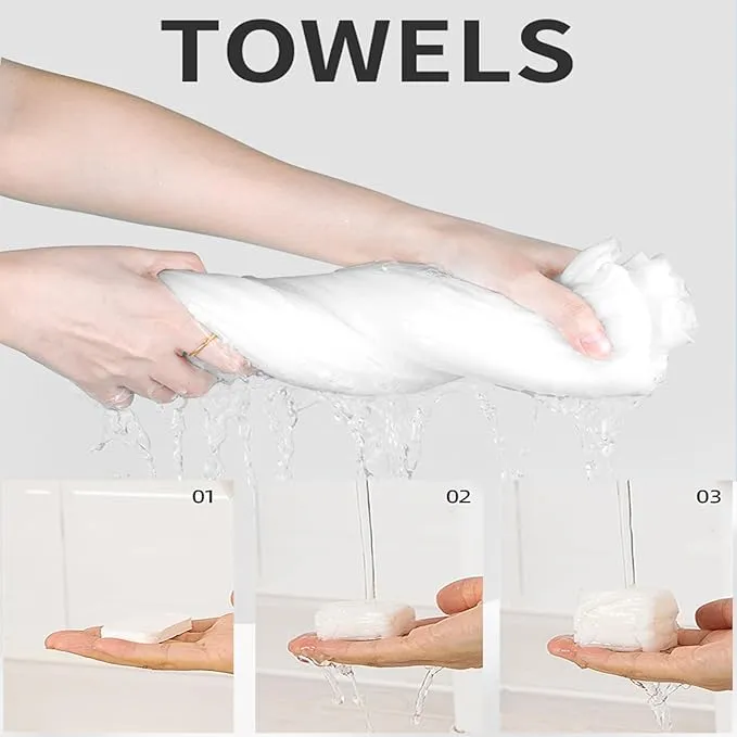 Compressed Towel Tablet Portable Face Towel Washcloth Reusable 28 Pack Wet and Dry Disposable Towel, Baby Towel or Dog Towel Camping Wipes for Travel Hiking Home Beauty (Bluk)