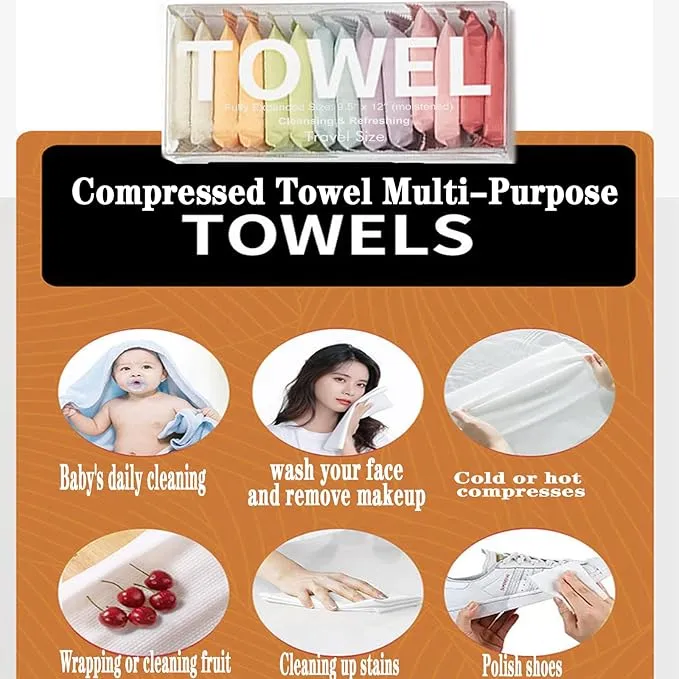 Compressed Towel Tablet Portable Face Towel Washcloth Reusable 28 Pack Wet and Dry Disposable Towel, Baby Towel or Dog Towel Camping Wipes for Travel Hiking Home Beauty (Bluk)