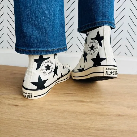 ⭐Converse Chuck Taylor All Star Hi Large Stars Sz 8.5 Women Retro Shoes A09898F⭐