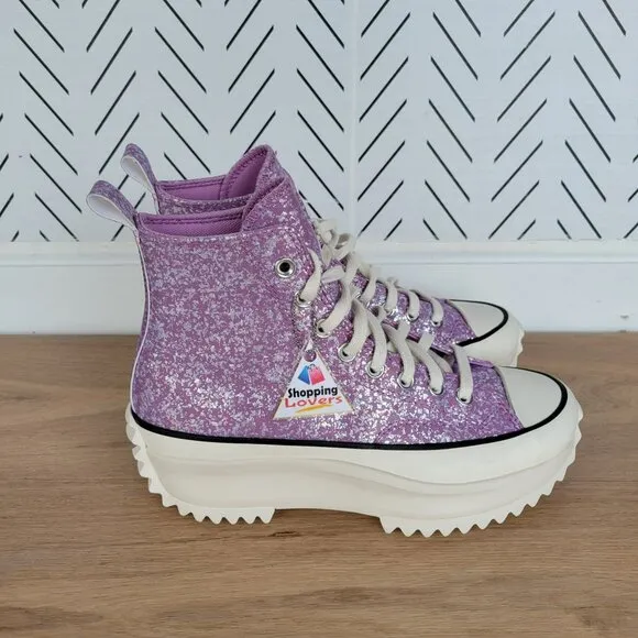 ❤️❤️Converse Run Star Hike Platform Hi Sz 7 Women Shoes Purple Glitter A10096C