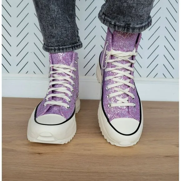 ❤️❤️Converse Run Star Hike Platform Hi Sz 7 Women Shoes Purple Glitter A10096C