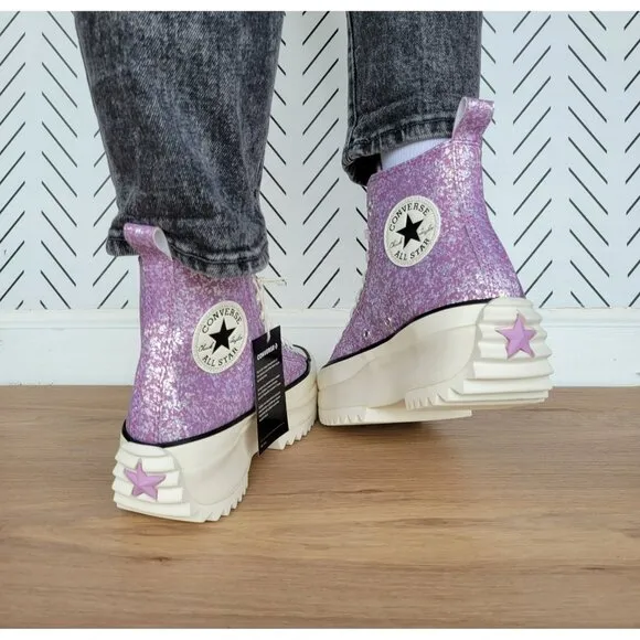 ❤️❤️Converse Run Star Hike Platform Hi Sz 7 Women Shoes Purple Glitter A10096C