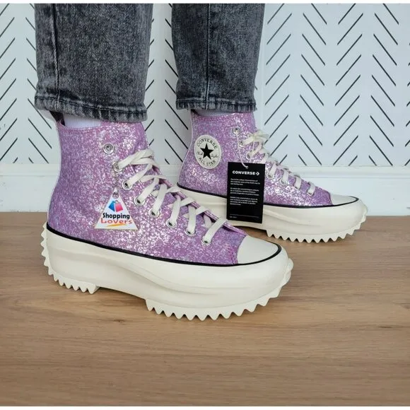 ❤️❤️Converse Run Star Hike Platform Hi Sz 7 Women Shoes Purple Glitter A10096C