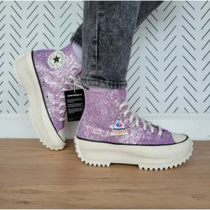 ❤️❤️Converse Run Star Hike Platform Hi Sz 7 Women Shoes Purple Glitter A10096C