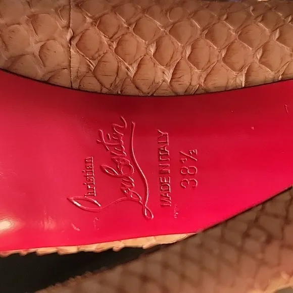 COPY - Christian louboutin beige 120 python bloody mary pumps sz 38.5, 1in plat…
