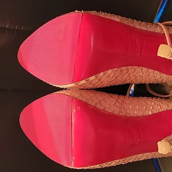 COPY - Christian louboutin beige 120 python bloody mary pumps sz 38.5, 1in plat…