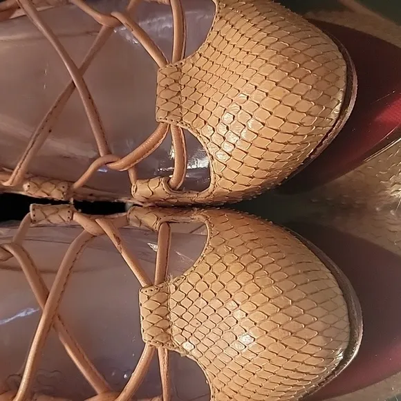 COPY - Christian louboutin beige 120 python bloody mary pumps sz 38.5, 1in plat…