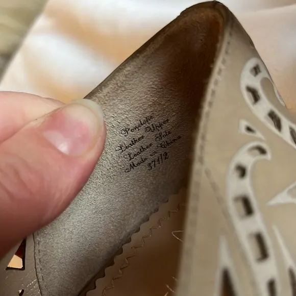 COPY - Jean Michel Cazabat Taupe Tan Laser Cut Leather Penelope Pointed Toe Wed…