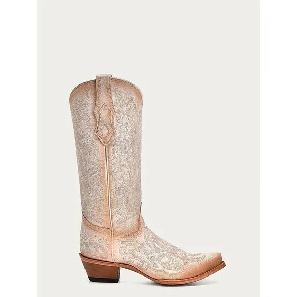 Corral Boots C4143 Western Women 7 White Embroidery Cowhide Snip Toe Boot FZP116