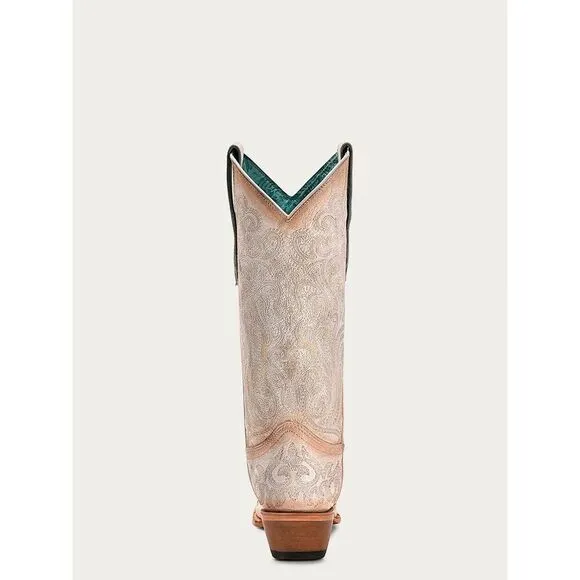 Corral Boots C4143 Western Women 7 White Embroidery Cowhide Snip Toe Boot FZP116