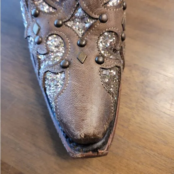Corral Women’s Boots Orix Glitter Inlay &amp; Studs C3331-LD Size 6.5M
