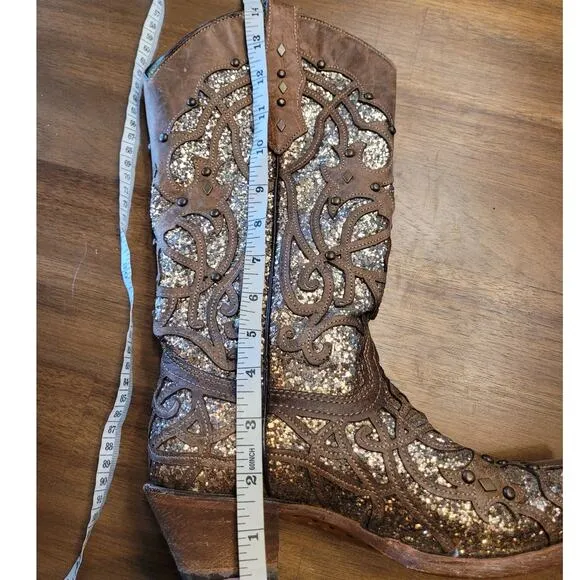 Corral Women’s Boots Orix Glitter Inlay &amp; Studs C3331-LD Size 6.5M