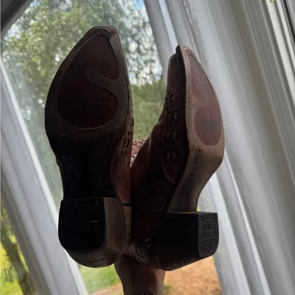 CORRAL WOMEN'S BROWN LEATHER GLITTER INLAY WESTERN BOOTS 8.5