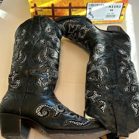 Corral Womens Western Cowgirl Sequin Boots. Inlay and Crystals. Rodeo Size 9