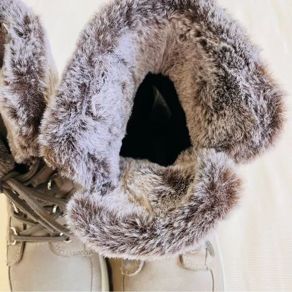 Cougar Women Boots Leather Ankle Waterproof Faux Fur Lace Winter Snow Platform 9