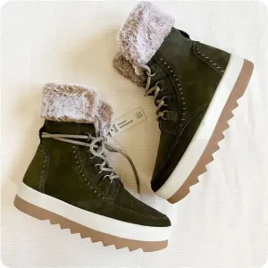 Cougar Women Boots Leather Ankle Waterproof Faux Fur Lace Winter Snow Platform 9