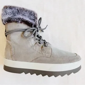 Cougar Women Boots Leather Ankle Waterproof Faux Fur Lace Winter Snow Platform 9