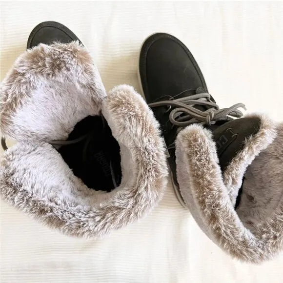 Cougar Women Boots Leather Ankle Waterproof Faux Fur Lace Winter Snow Platform 9