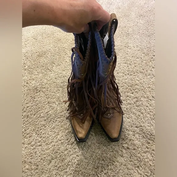 Cowgirl Boots Women’s Leather Tassel Detail Boots Size 7 Brown Festival Boho