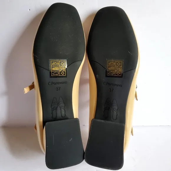 C.Paravano Women Square Toe  Ankle Strap Patent Mary Jane Shoes Size 6.5