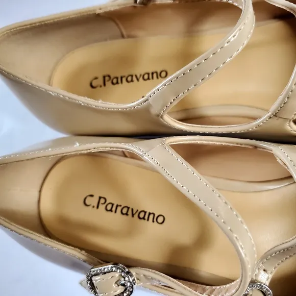 C.Paravano Women Square Toe  Ankle Strap Patent Mary Jane Shoes Size 6.5