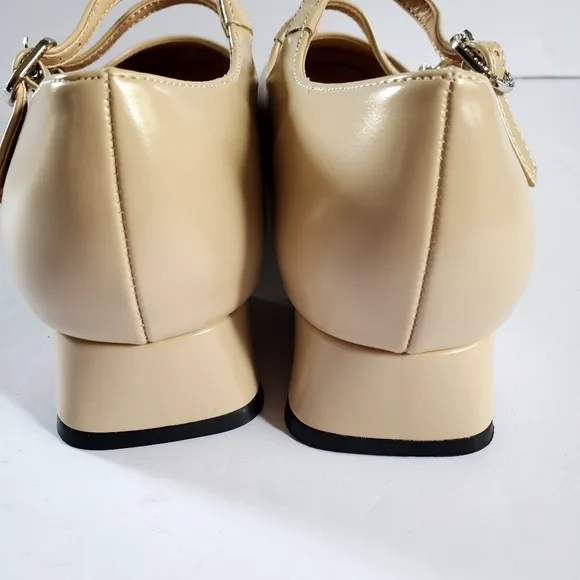 C.Paravano Women Square Toe  Ankle Strap Patent Mary Jane Shoes Size 6.5