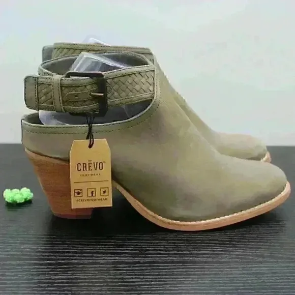 Crevo Eva Women’s Olive/Grey Suede Leather Ankle Boots Size 11