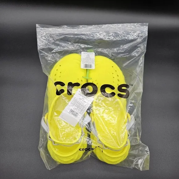 Crocs Echo (Mens 10) Yellow Reflective Backstrap Slip On Clogs‎ Shoes Slides New