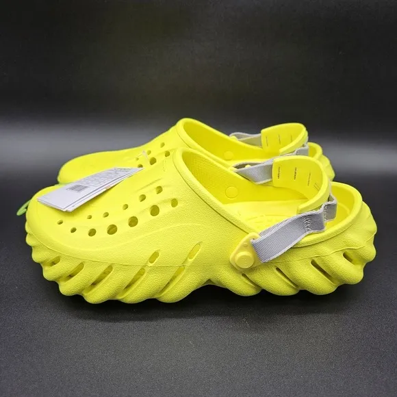 Crocs Echo (Mens 10) Yellow Reflective Backstrap Slip On Clogs‎ Shoes Slides New