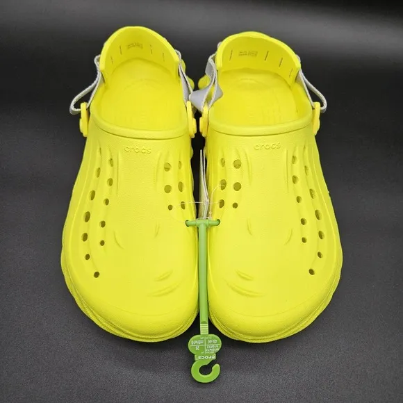 Crocs Echo (Mens 10) Yellow Reflective Backstrap Slip On Clogs‎ Shoes Slides New