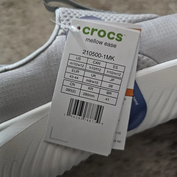 CROCS Mellow Ease LiteRide™ Men's Slip On Shoes Sneakers Light Grey Size 10 NEW