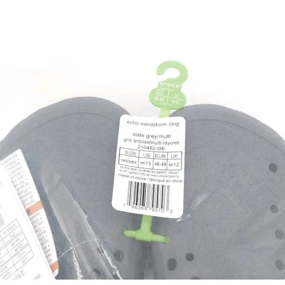 Crocs (Mens Size 13) Echo Sandstorm Clog Slip On Shoes Sandals Slate Grey‎ New