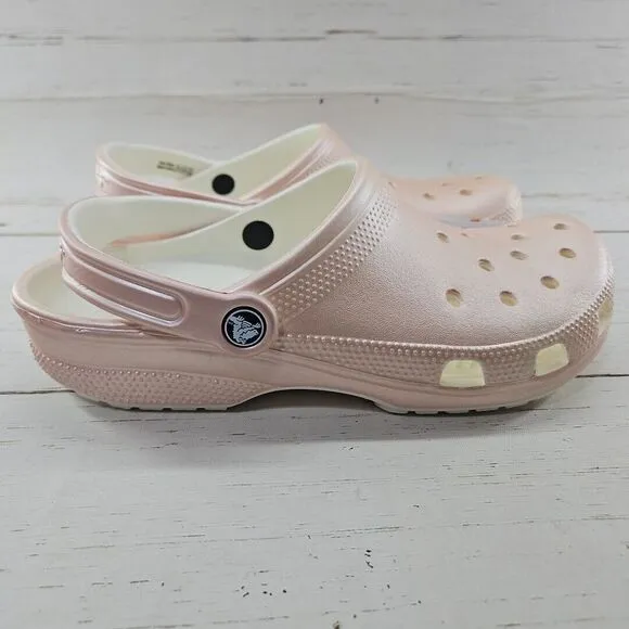 Crocs Shoes‎ Womens Size 10 Pink Rose Metallic Clogs Slip On Sandal 205831