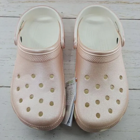 Crocs Shoes‎ Womens Size 10 Pink Rose Metallic Clogs Slip On Sandal 205831