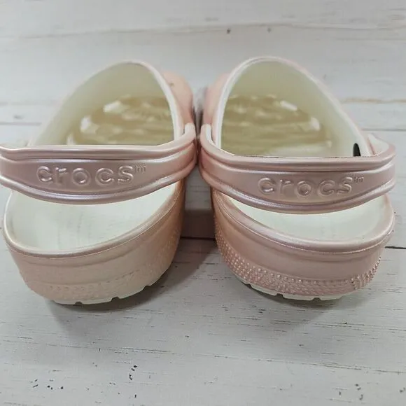 Crocs Shoes‎ Womens Size 10 Pink Rose Metallic Clogs Slip On Sandal 205831