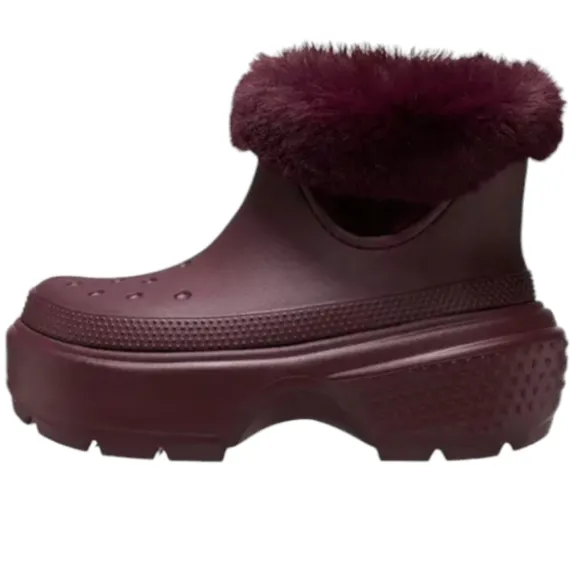 Crocs Stomp Lined‎ Snow Boots Dark Cherry Ankle High 208718-6WD Size 12W/10M